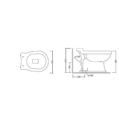 Caprigo Boheme D11 чаша-унитаз для подвесного бачка с трубой
