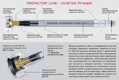 Подводка для воды ProFactor PF Lux 1/2 523.80 (г-г) в термопластике