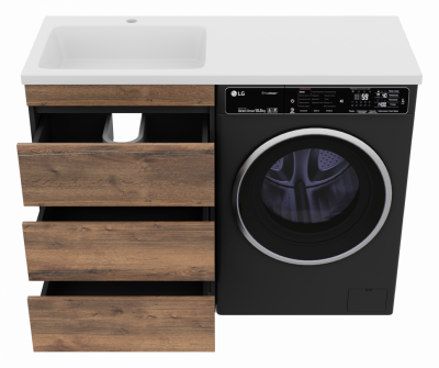 Тумба под раковину напольная Misty Коломбо 560x470x853 темное дерево, серый (П-Кол06060-0113Я)