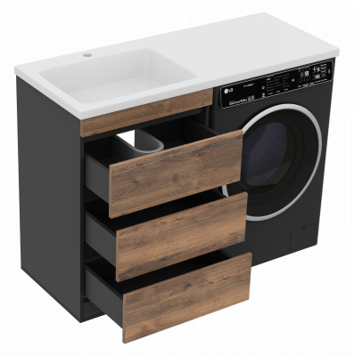 Тумба под раковину напольная Misty Коломбо 560x470x853 темное дерево, серый (П-Кол06060-0113Я)