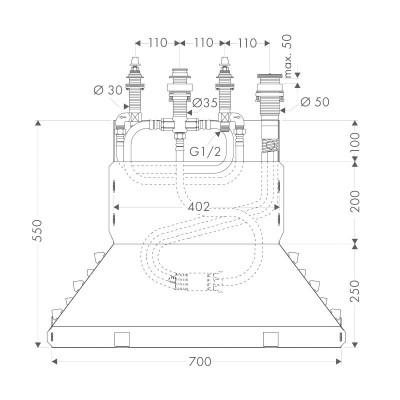 Hansgrohe 13444180 скрытая часть смесителя для ванны (4 отверстия)