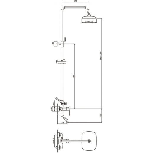 Душевая система Haiba HB2405 (латунь пластик) хром