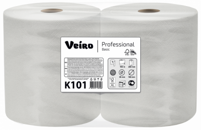 Полотенца бумажные в рулонах Veiro Professional Basic, 1 сл, 180 м, натурального цвета