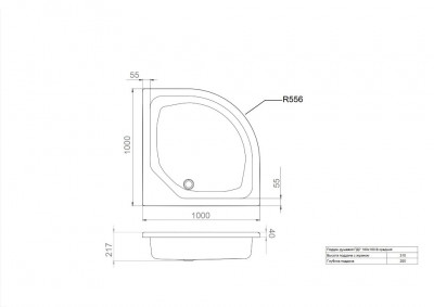 Поддон душевой 100х100 см средний Тритон (ПД7), сектор