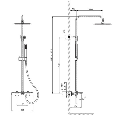 Душевая система Raiber Graceful RPG-007 с термостатом золото матовое 1 режим