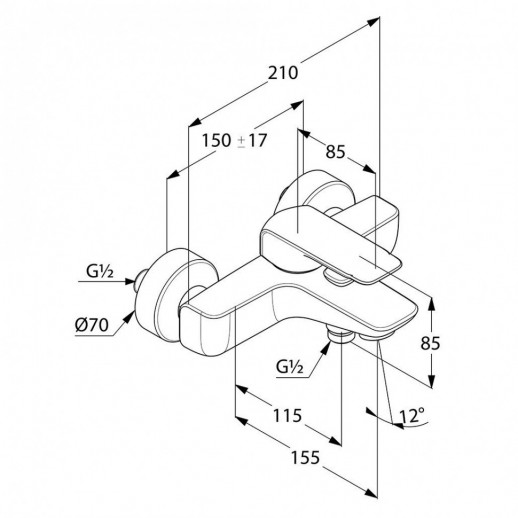 Смеситель для ванны KLUDI Ameo хром 414450575