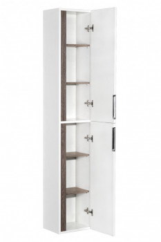 Шкаф - колонна Aquaton Рене белый, грецкий орех (1A222003NRC80), для ванной