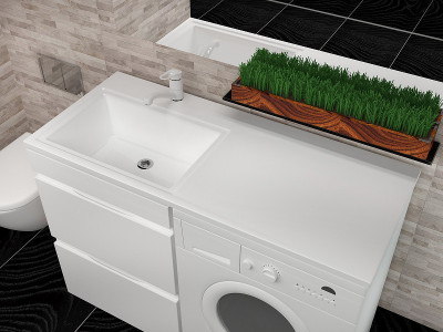 Раковина Style Line Estetus Даллас 110 L СС-00002387 на стиральную машину белая прямоугольная