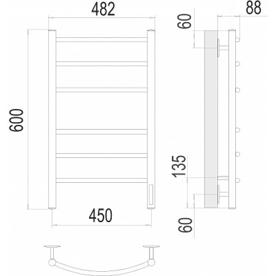 Полотенцесушитель электрический Terminus Классик П6 450х600 4670078527561 белый лесенка