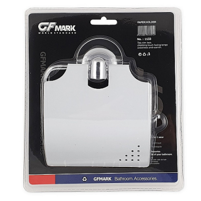 GFmark 1133 держатель для туалетной бумаги с крышкой, крепеж - самоклейка или дюбель-шуруп, хром