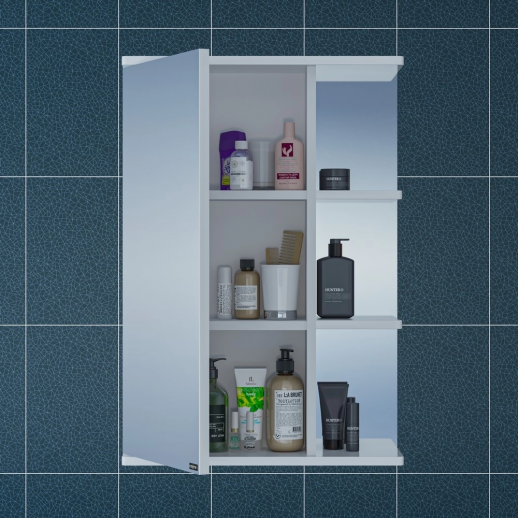 Зеркальный шкаф СаНта "Ника-500" фацет лев, белый