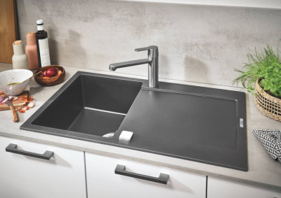 Мойка GROHE K500 с одной чашей, 860 x 500 мм, серый гранит (31644AT0)