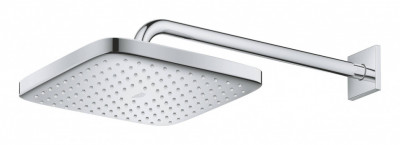 Верхний душ GROHE Tempesta 250 CUBE, квадратный + Душевой кронштейн 380 мм, хром (26682000)