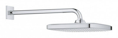 Верхний душ GROHE Tempesta 250 CUBE, квадратный + Душевой кронштейн 380 мм, хром (26682000)