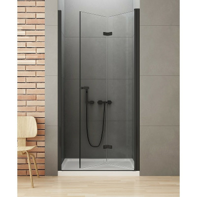 Душевая дверь New Trendy New Soleo Black 80 R D-0222A пр-ль черный стекло прозрачное