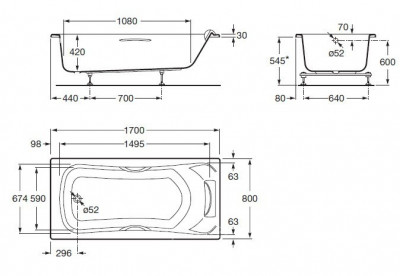 Roca BeCool ZRU9302852 ванна акриловая, 170см х 80см, белая
