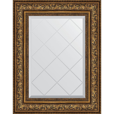 Зеркало настенное Evoform ExclusiveG 78х60 BY 4040 с гравировкой в багетной раме Виньетка состаренная бронза 109 мм