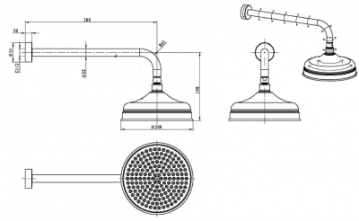 Boheme Brillante 412 верхний душ, хром
