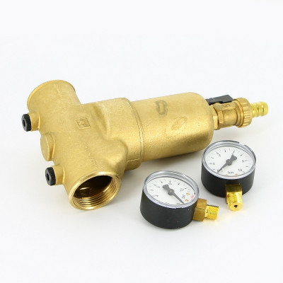 Фильтр промывной Uni-Fitt ВВ 1 1/4" со сливным шаровым краном и 2 манометрами, 300 мкм (216G5030)