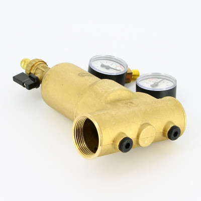 Фильтр промывной Uni-Fitt ВВ 1 1/4" со сливным шаровым краном и 2 манометрами, 300 мкм (216G5030)