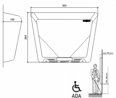 Белая сушилка для рук Nofer THIN c кнопкой 2350 W