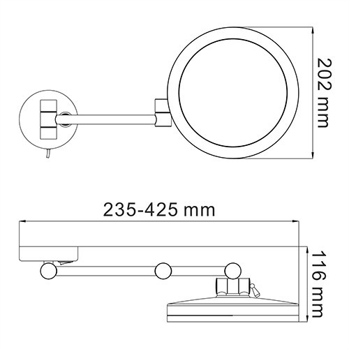 WasserKRAFT K-1004 зеркало с LED-подсветкой, 3-х кратное увеличение