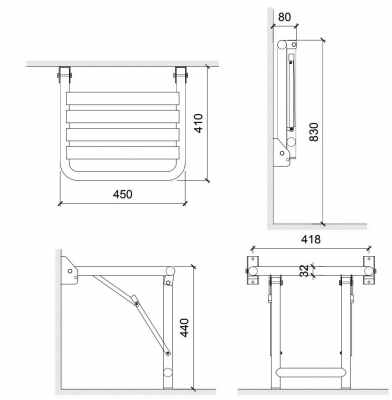 NOFER 15045.В сиденье настенное, сталь/глянцевое