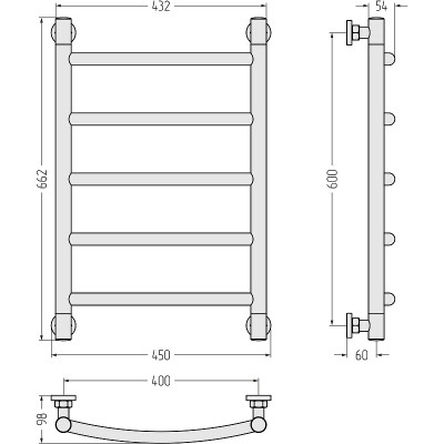 Полотенцесушитель водяной Сунержа Галант+ 600х400 30-0200-6040 белый матовый лесенка