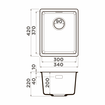 Мойка OMOIKIRI KATA 34-U-BL Artgranit черный прямоугольная 340x420 (4993382)
