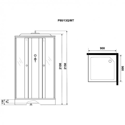 Душевая кабина Niagara Promo 90x90 P90/13Q/MT квадратная