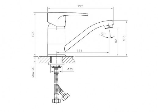 Однорычажный смеситель для раковины Haiba HB4565-2 с поворотным изливом (латунь) хром