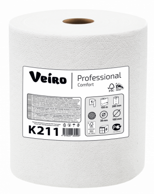 Полотенца бумажные ролевые (маленький рулон) Veiro Professional Comfort, 1 сл, 120 м, белые