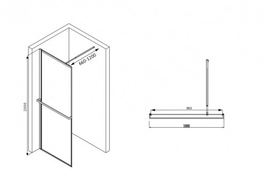 Душевая перегородка ABBER Immer Offen AG60100B