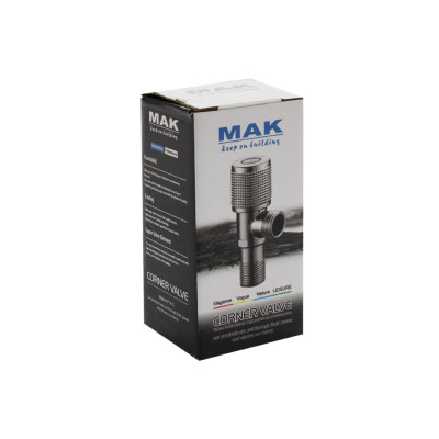 Кран металлокерамика угловой 1/2"х1/2", с отражателем, нерж сталь МАК (1166)