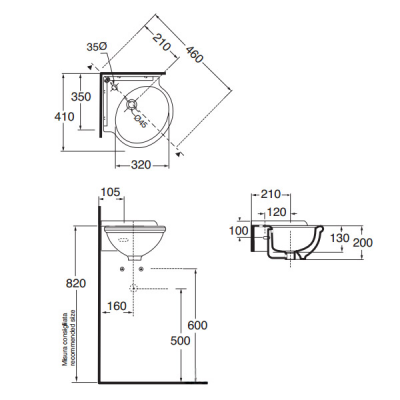 Azzurra Jubilaeum JUB35/AN bi*1 раковина угловая со спинкой, 35 см х 35 см