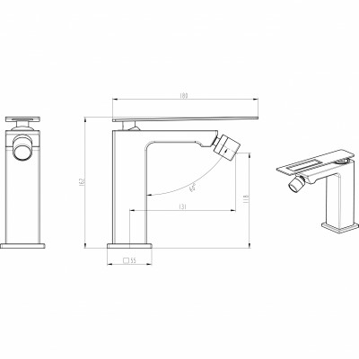 Смеситель для биде Boheme Q 146-GCR золото/хром