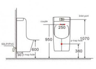 Писсуар SantiLine SL-6003 с сенсорным смывом Белый Подвесной