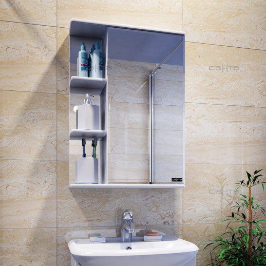 Зеркальный шкаф СаНта "Ника-500" фацет прав, белый