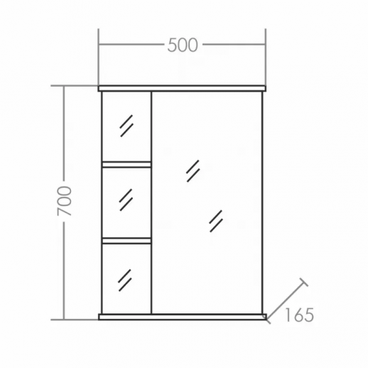 Зеркальный шкаф СаНта "Ника-500" фацет прав, белый
