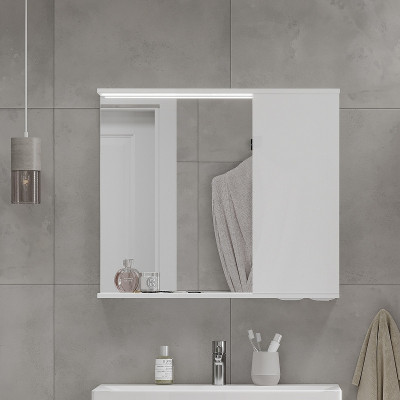 Зеркало со шкафчиком Volna Lake 80 R zsLAKE80.R-01 с подсветкой белое прямоугольное