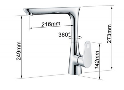 KorDi Limmat KD 6605 - D70 смеситель для кухни, Г-образный излив, хром