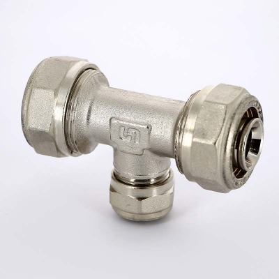 Тройник обжим никелированный UNI-FITT 26х16х26 (666N8680)