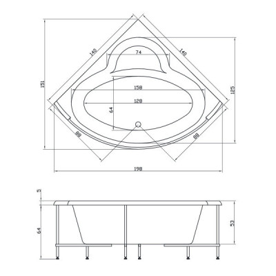 Акватика Эпюра Сенса ванна с гидромассажем, 140 см х 140 см