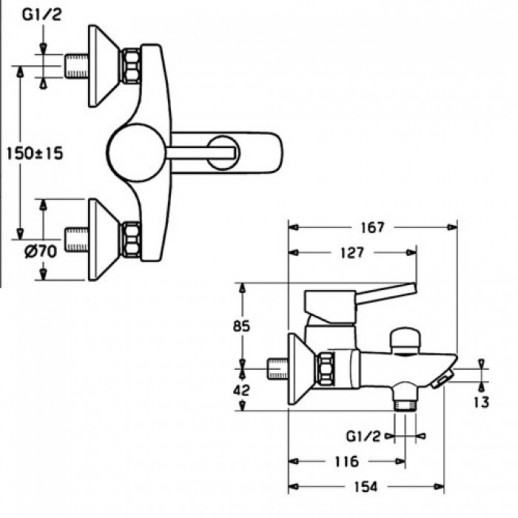 Hansa Vantis Style 52442107 смеситель для ванны, хром