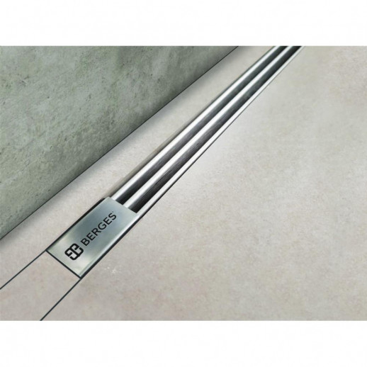 Желоб BERGES водосток SUPER Slim 500, хром глянец, S-сифон D50/105 H50 вертикальный