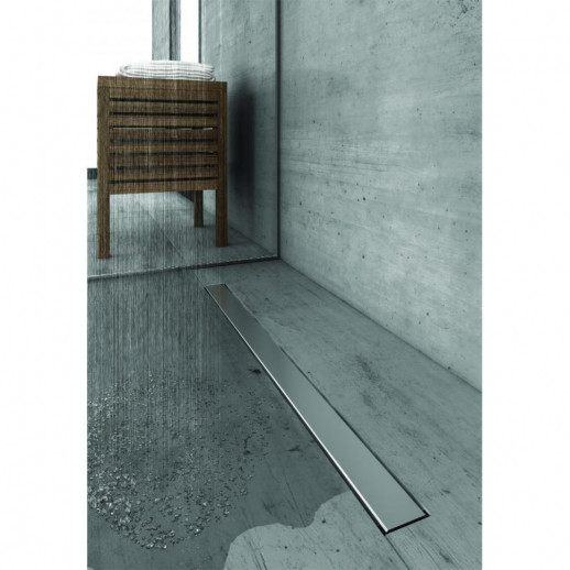 Желоб BERGES водосток C1 Norma 500, матовый хром, S-сифон D50 H60 боковой