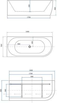 Акриловая ванна Aquanet Family Elegant A 180x80 3805N Matt Finish отдельностоящая асимметричная (00260054)