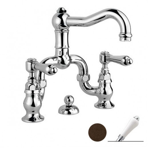 Nicolazzi Classica 1419 DB 78 смеситель для раковины с д/к, темная бронза/ручки P.Mont Blanc