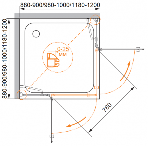 Душевой уголок CEZARES VERONA-W-A-2-100-C-Cr