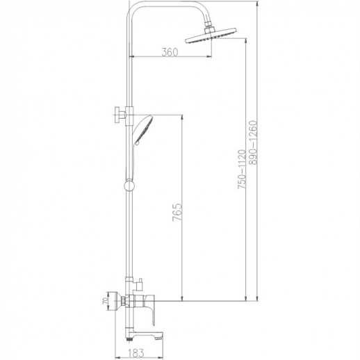 Душевая система Haiba HB2415 (латунь пластик) хром